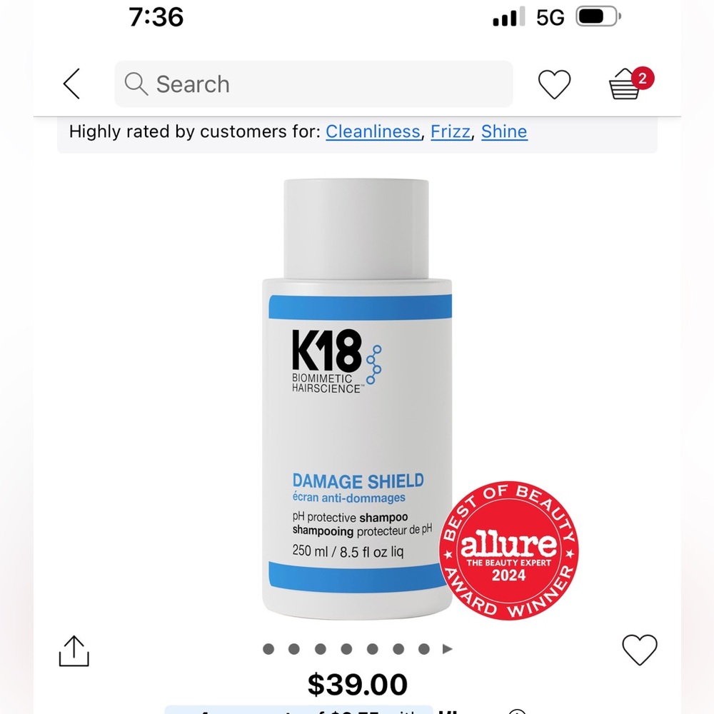 BRAND NEW NWT K18 Damage Shield pH Protective Shampoo